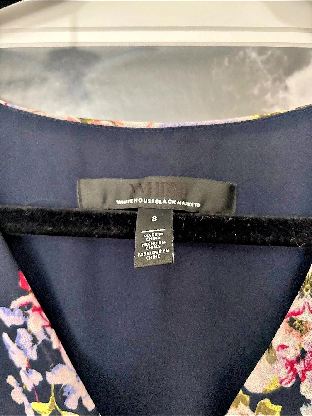 White House Black Market Floral Maxi Dress Blue Size 8 Like New